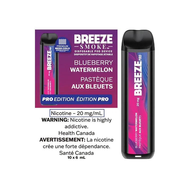 Experience a Burst of Flavor with the Breeze Pro 2000 Puffs Blueberry Watermelon Device