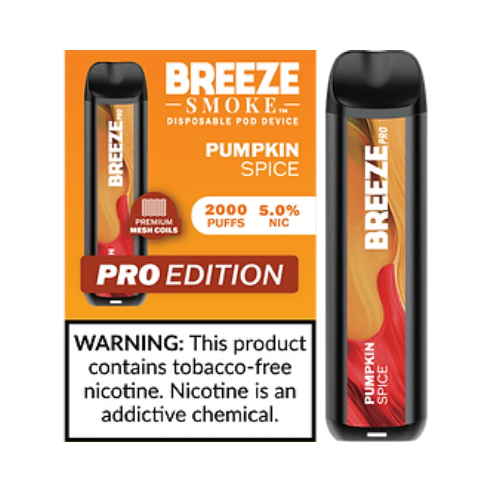 Indulge in the Delightful Seasonal Flavors of the Breeze Pro 2000 Puffs Pumpkin Spice Device
