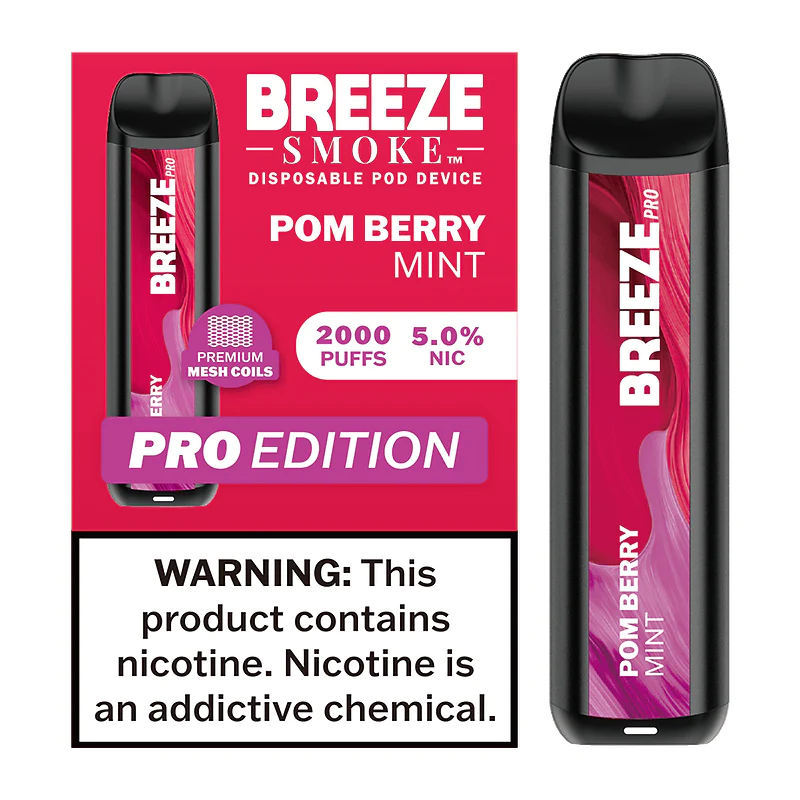 Discover the Ultimate Vaping Experience with Breeze Pro 2000 Puffs Pom Berry Mint Device