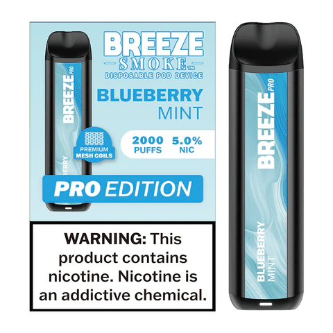Blueberry Bliss meets Minty Freshness: Introducing the Breeze Pro 2000 Puffs Device